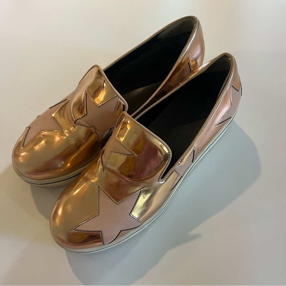 Stella McCartney Metallic Rose Gold Binx Star Platform Slip On Sneakers - Picture 3 of 8